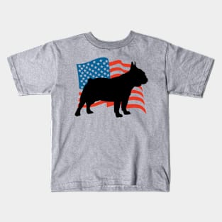 American USA Flag Frenchie Dog French Bulldog 4th of July design Kids T-Shirt